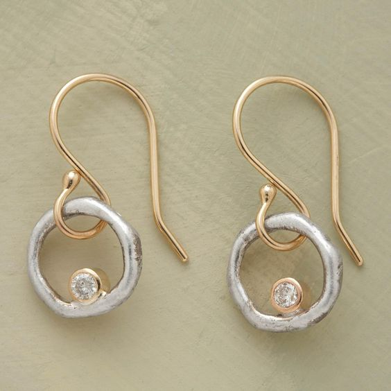 Leon™ | Vintage Gold Earrings with Silver Zirconia