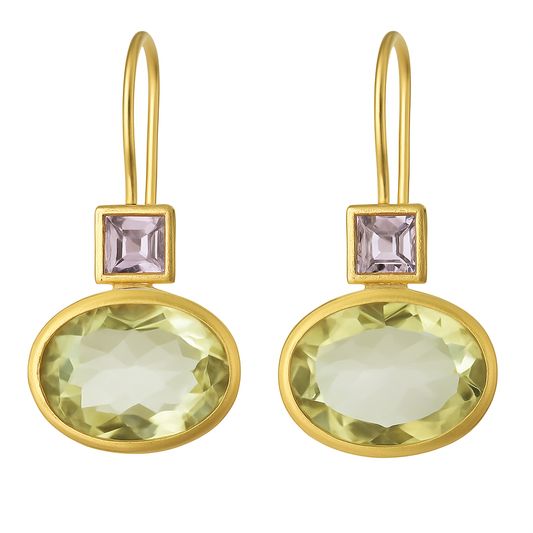 Vintage™ | Green and Gold Crystal Earrings for Women