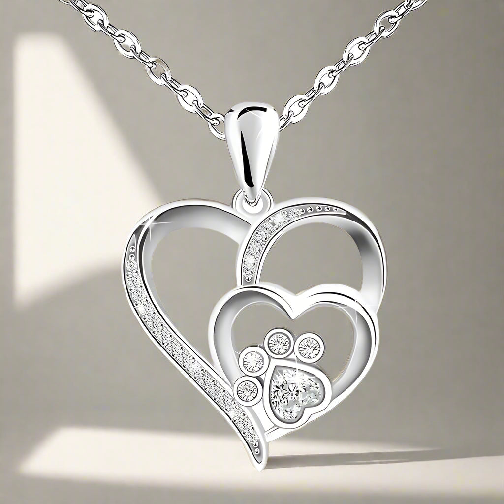 Inolt™ | Silver Paw & Heart Necklace